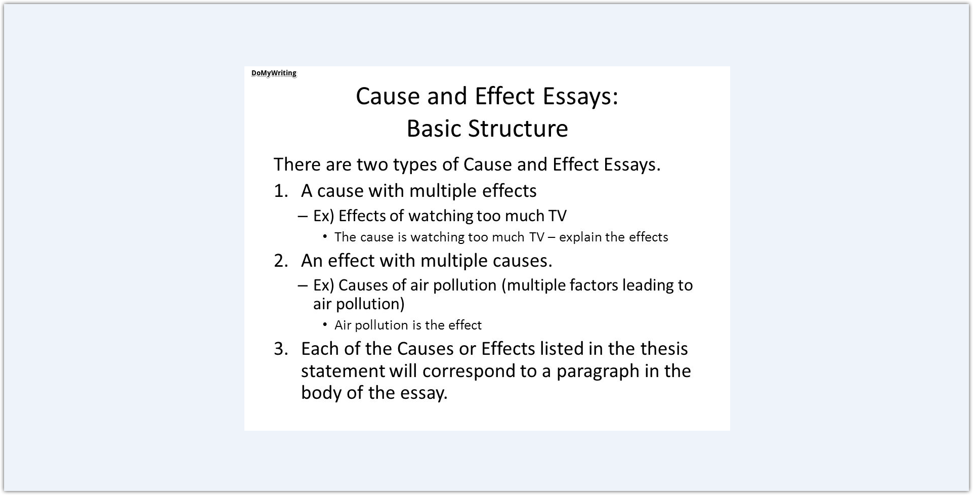 good topics for cause and effect essay