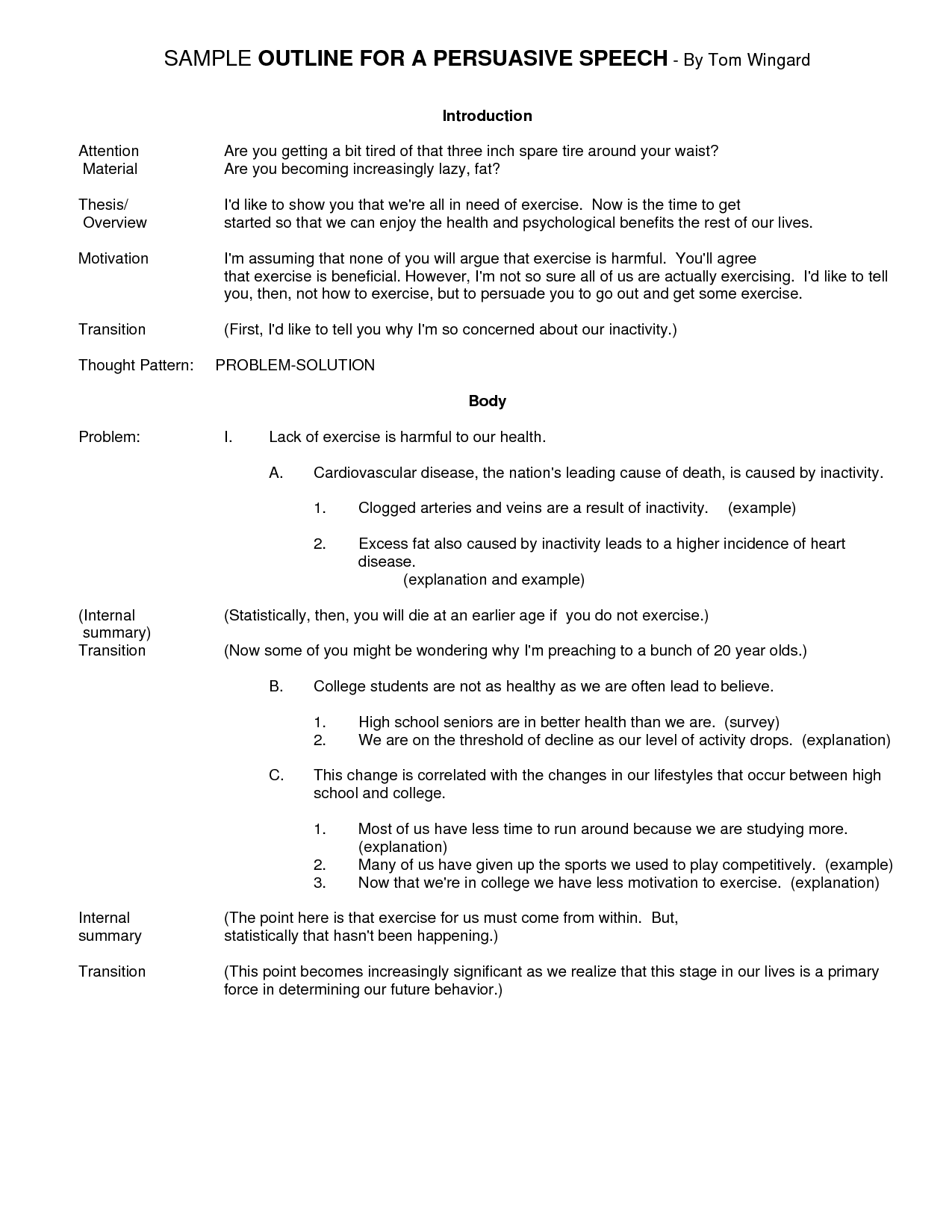 sentence outline for argumentative essay