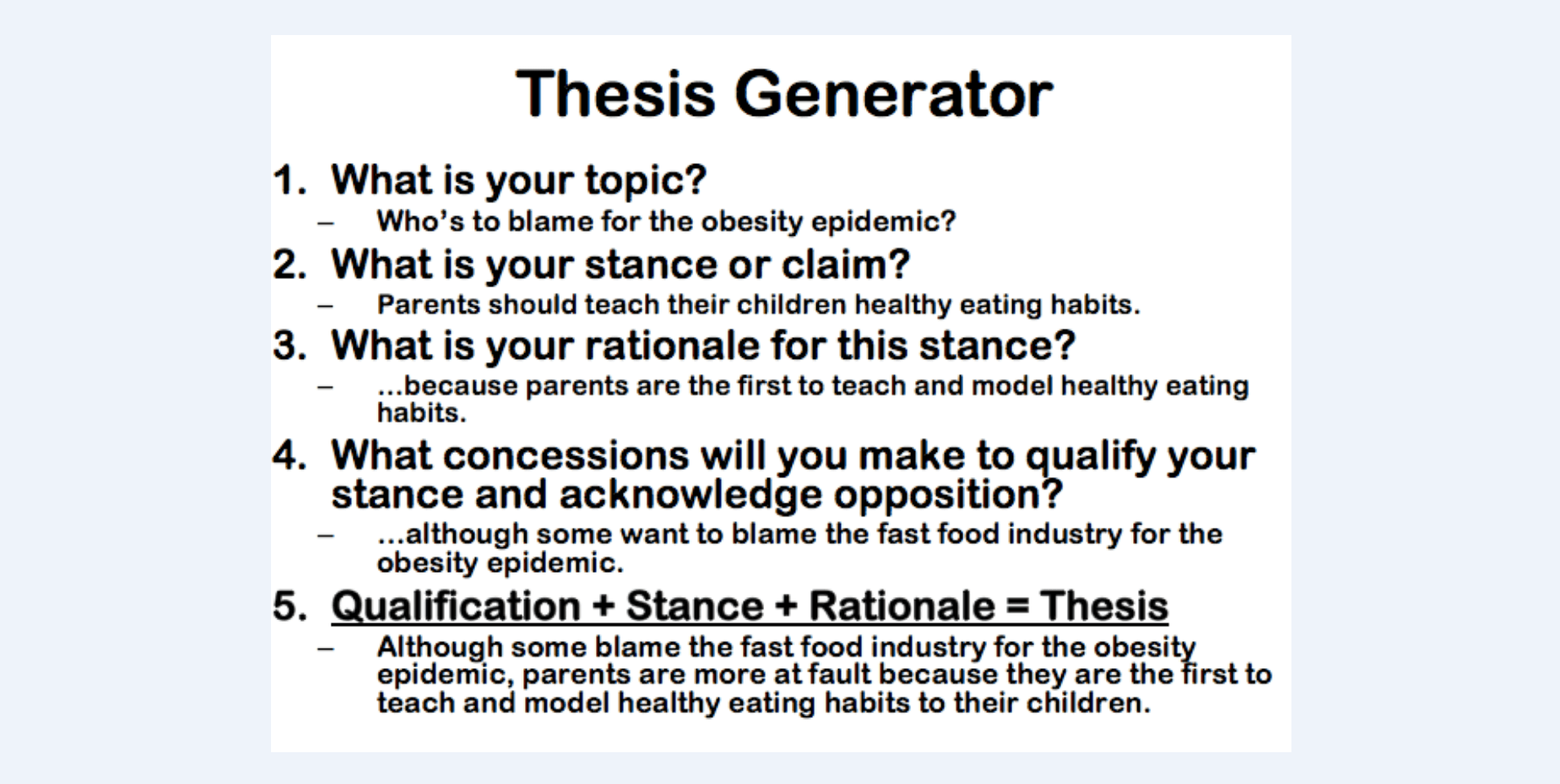 what are the requirements of a thesis statement