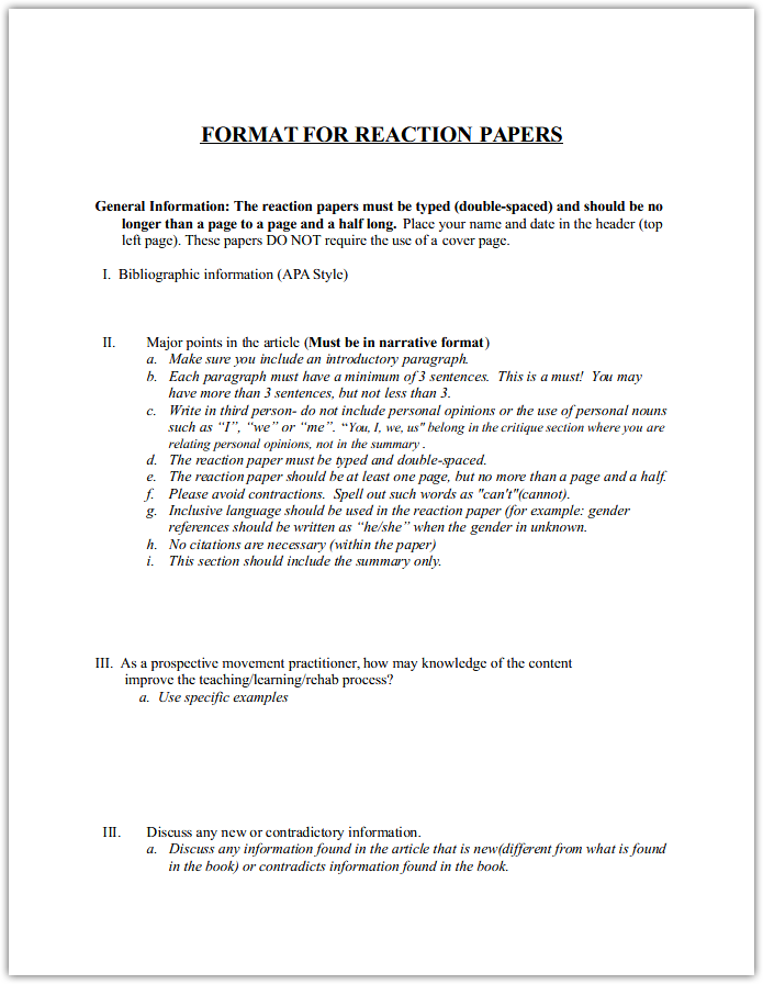 How to write a reaction paper