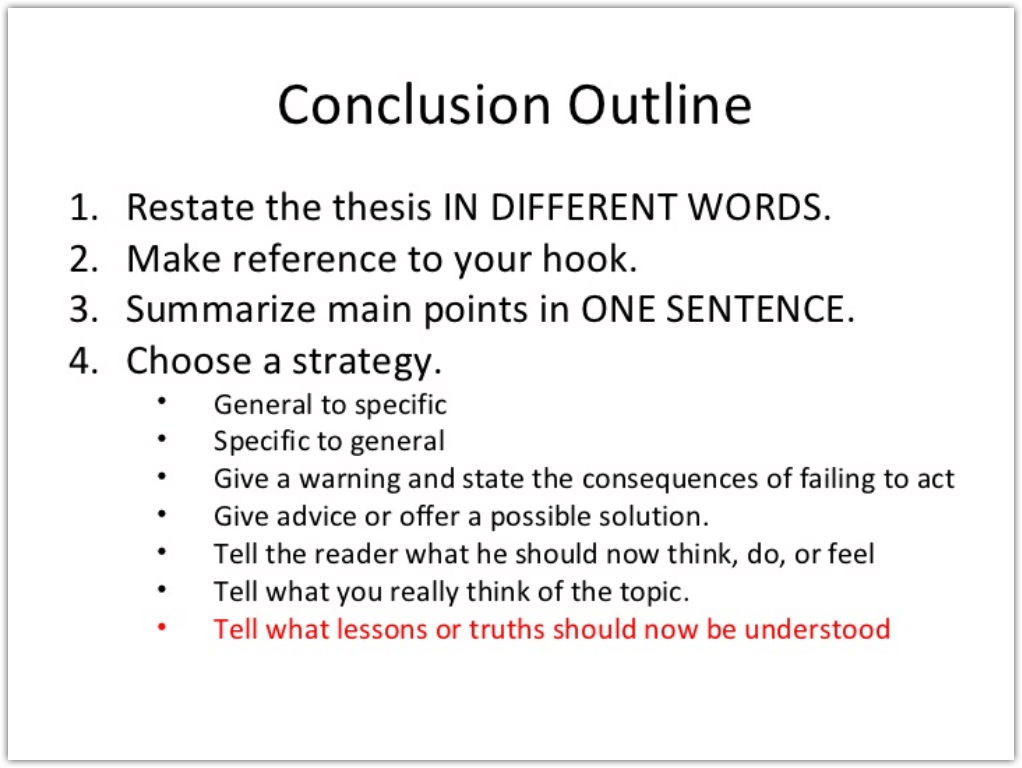 argumentative essay conclusion outline