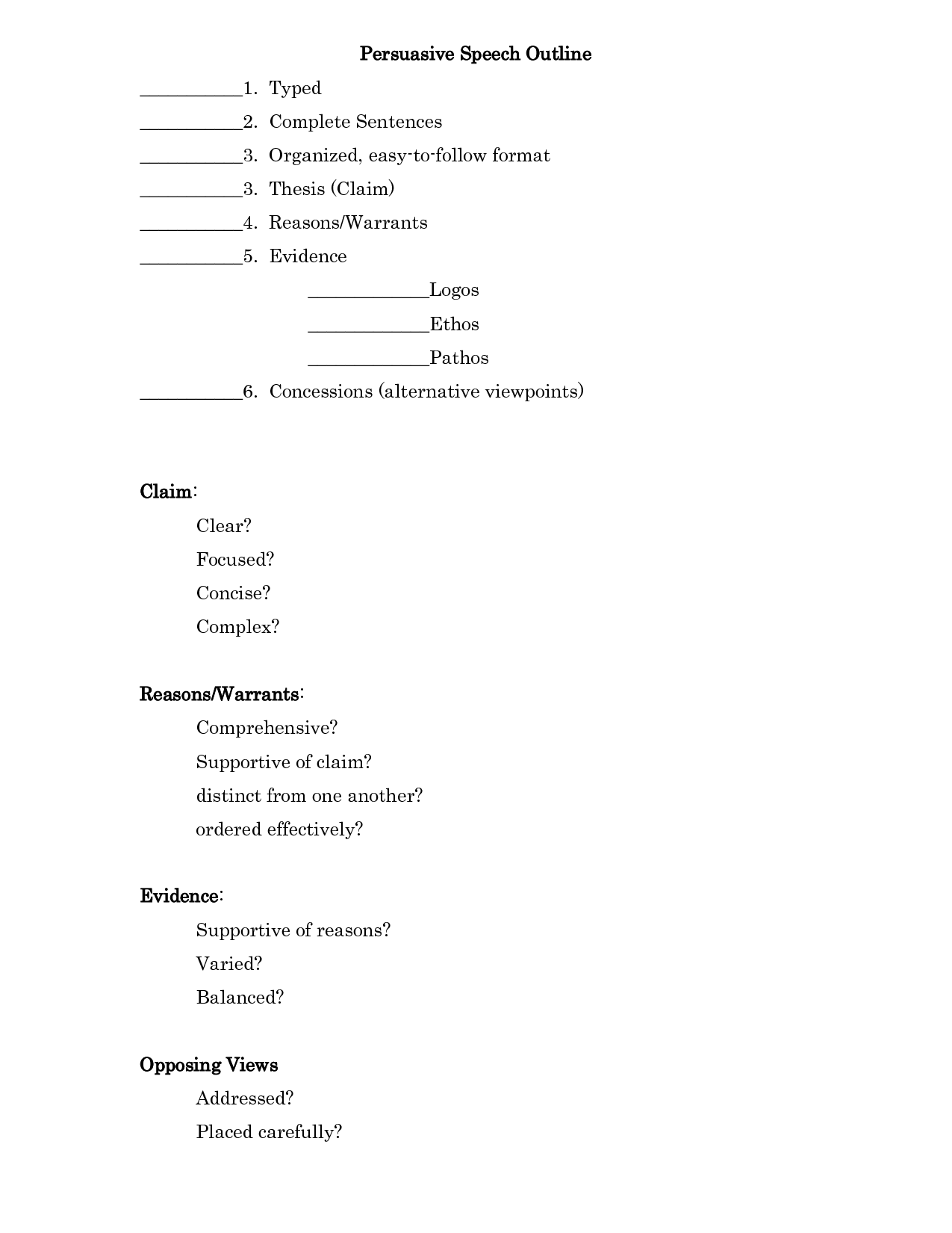 topical speech outline