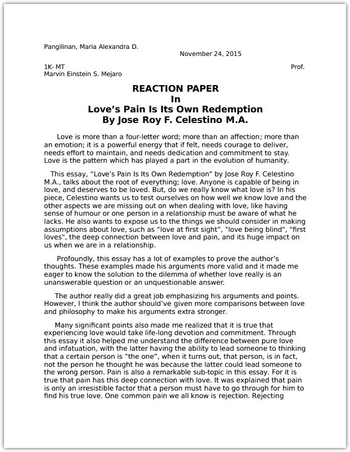 reaction paper