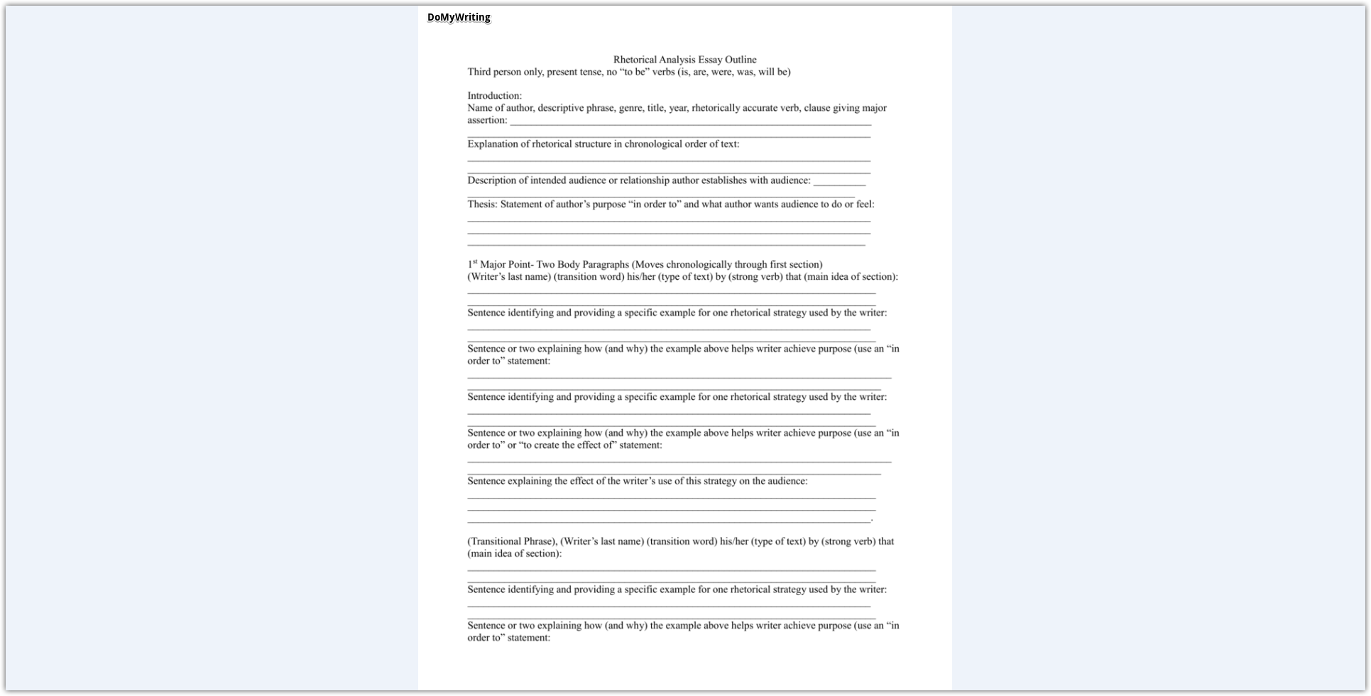 Rhetorical Essay Outline – Post navigation Intended For Rhetorical Analysis Outline Worksheet