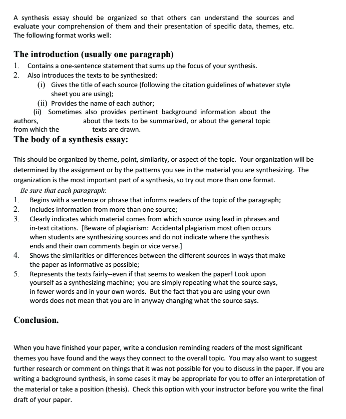 The Detailed Overview Of Synthesis Essay Definition Examples Format